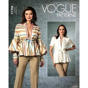 Vogue V1700 Misses 8 to 14 Deep V Neck Blouse Top Uncut Sewing Pattern